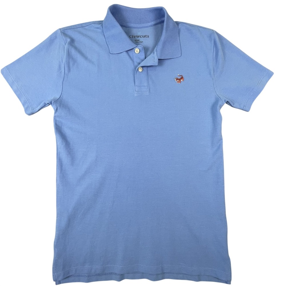 Crewcuts Polo Shirt Kids XL Blue Tiger Embroidered Re-Imagined Cotton Pique